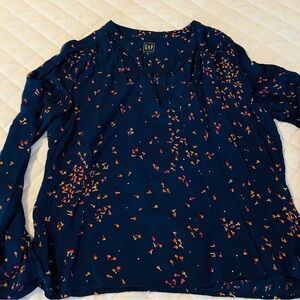 GAP Women's Dark Blue Floral Blouse